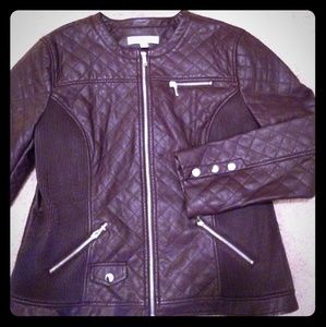 New York & Co. Vegan Leather Burgundy Moto Jacket